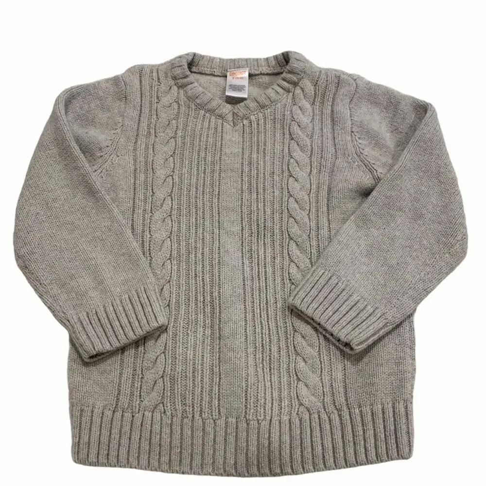Gymboree Boys Grey Cable Knit Pullover Sweater Boys 5-6Y Small EUC